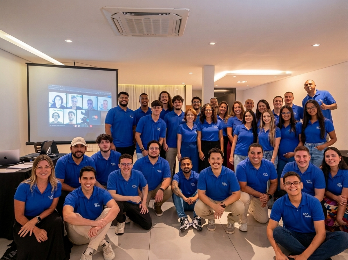 Equipe Contele reunida em evento presencial